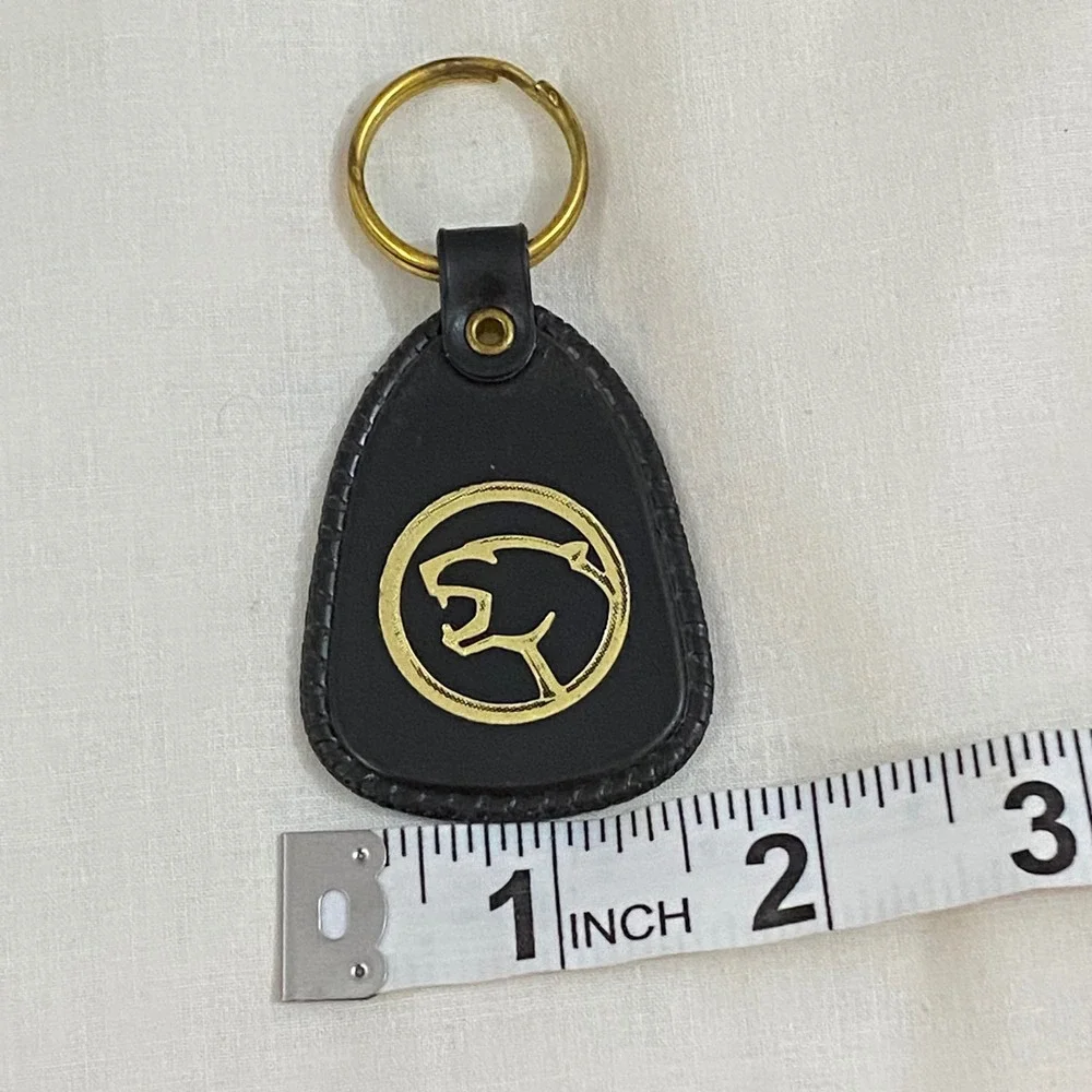 Mercury Cougar Key Fob Mens OS Black Vintage Leather Gold Cat Head Muscle Car